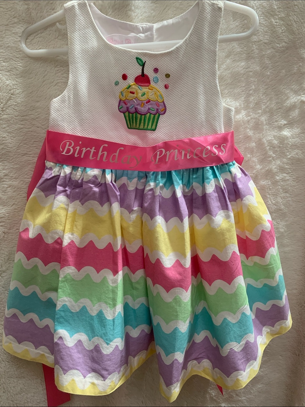 Bonnie Baby Pink and Multicolor Girls' Dress